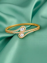 Graceful Gold-Plated CZ Teardrop Open Kada