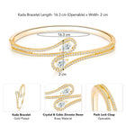 Graceful Gold-Plated CZ Teardrop Open Kada