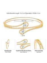 Graceful Gold-Plated CZ Teardrop Open Kada