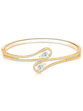 Graceful Gold-Plated CZ Teardrop Open Kada