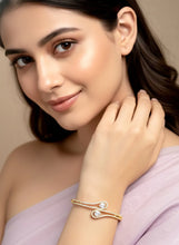 Graceful Gold-Plated CZ Teardrop Open Kada