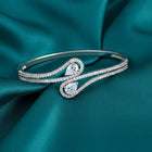 Graceful Silver-Plated CZ Teardrop Open Kada