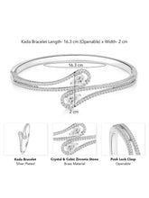 Graceful Silver-Plated CZ Teardrop Open Kada