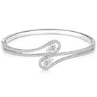 Graceful Silver-Plated CZ Teardrop Open Kada