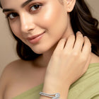 Graceful Silver-Plated CZ Teardrop Open Kada