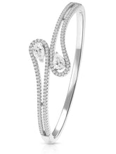 Graceful Silver-Plated CZ Teardrop Open Kada