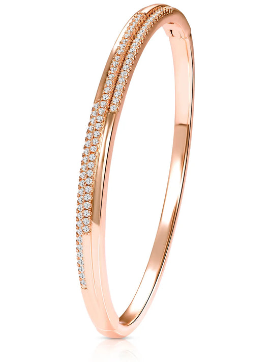 Delicate Rose Gold CZ Slim Round Kada