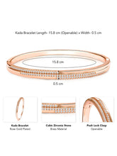 Delicate Rose Gold CZ Slim Round Kada