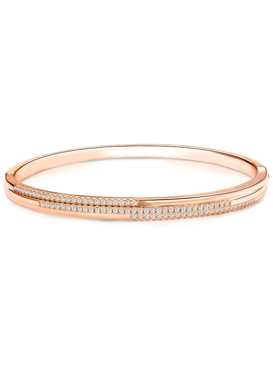 Delicate Rose Gold CZ Slim Round Kada