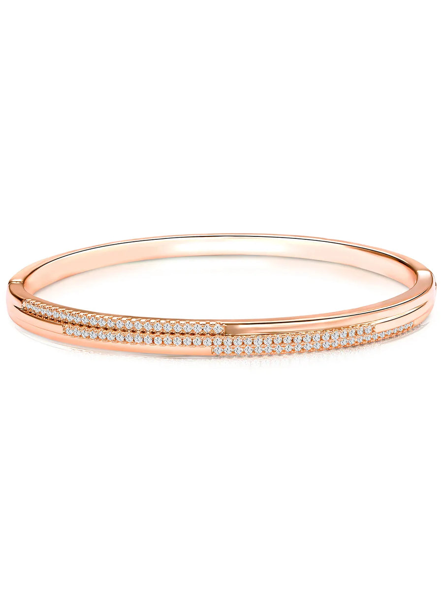 Delicate Rose Gold CZ Slim Round Kada