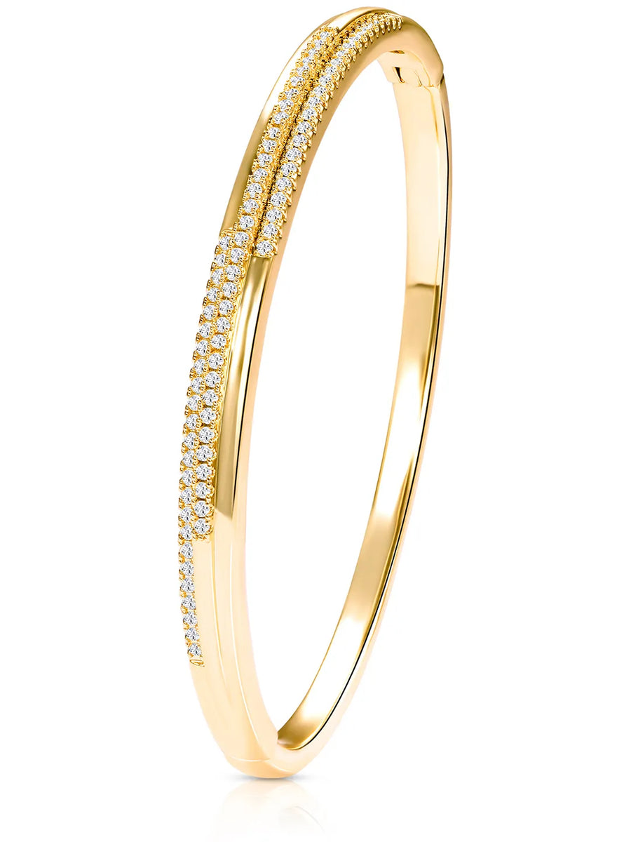 Delicate Gold-Plated CZ Slim Round Kada