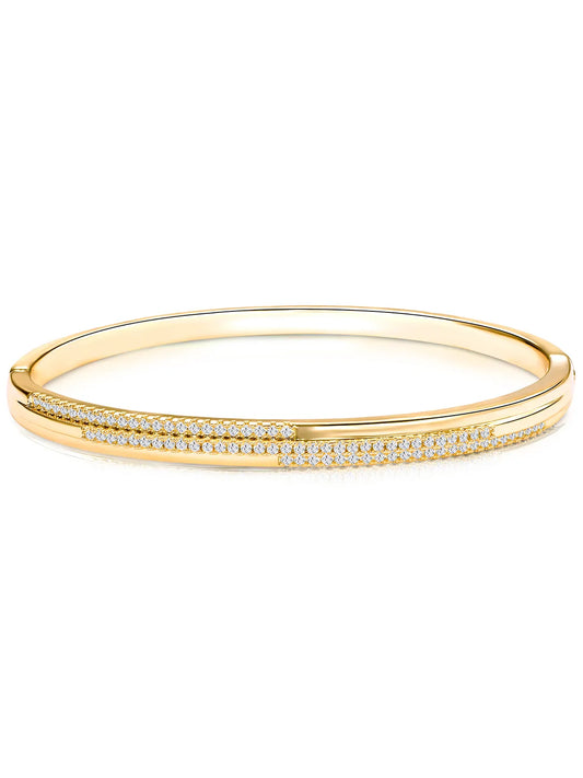 Delicate Gold-Plated CZ Slim Round Kada