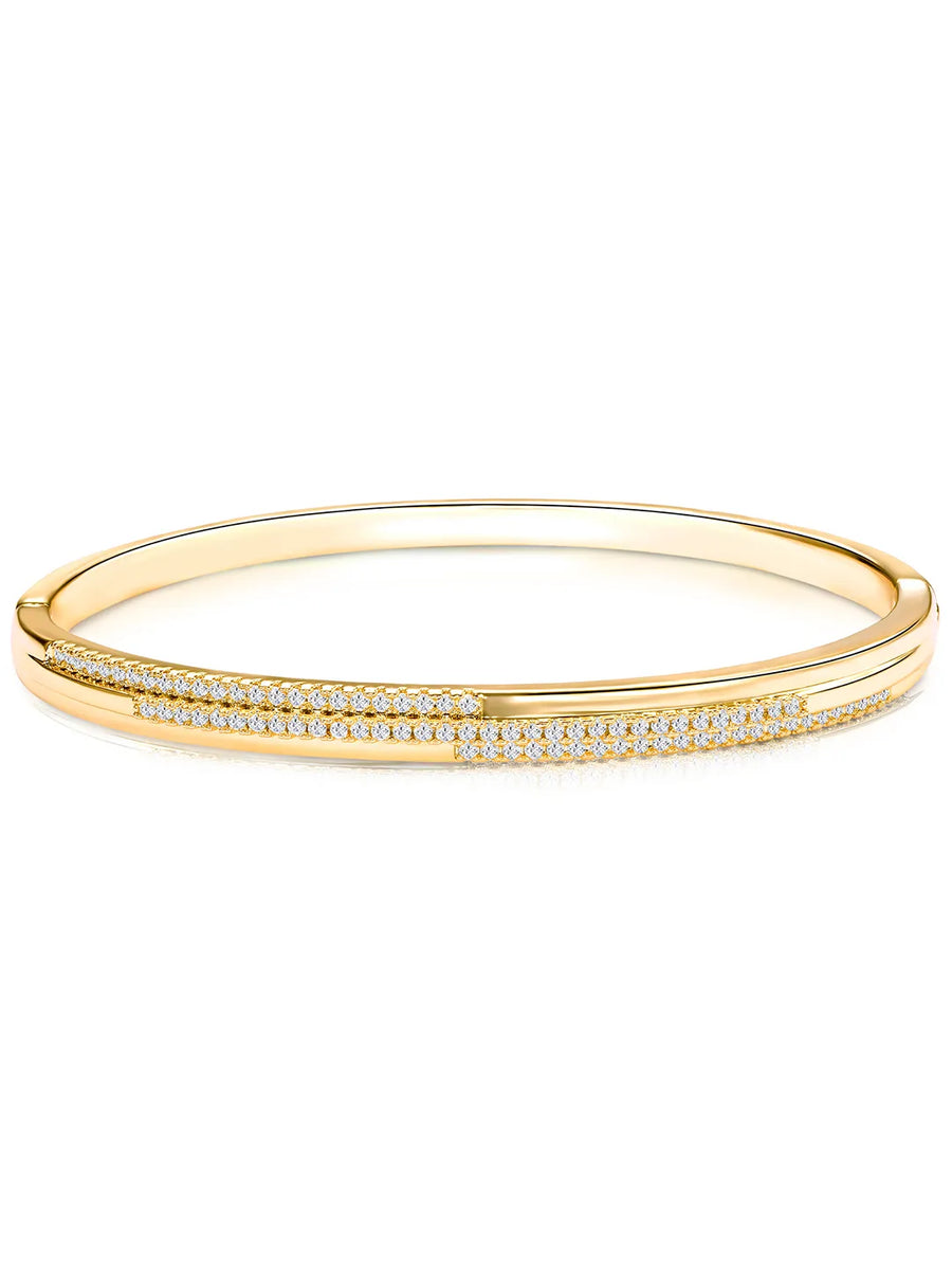 Delicate Gold-Plated CZ Slim Round Kada