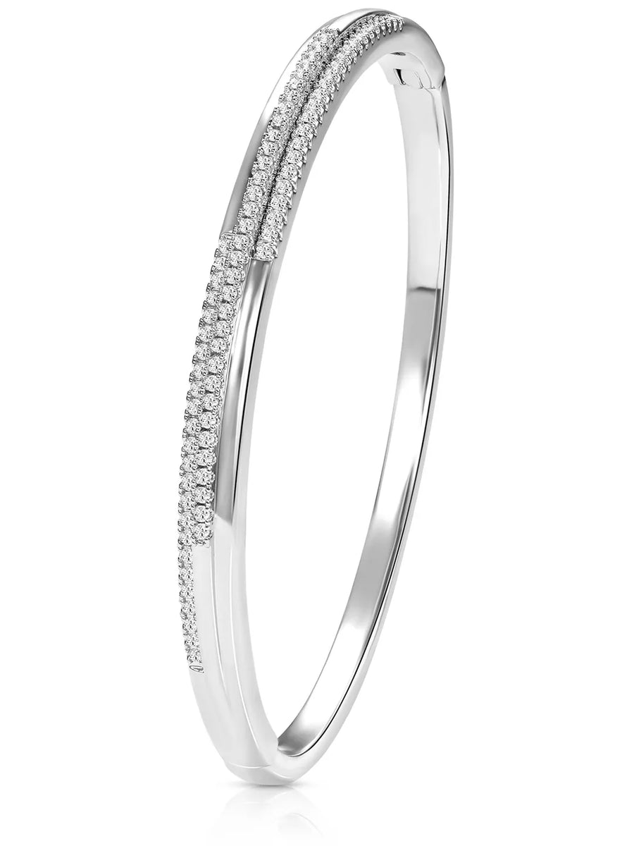 Delicate Silver-Plated CZ Slim Round Kada
