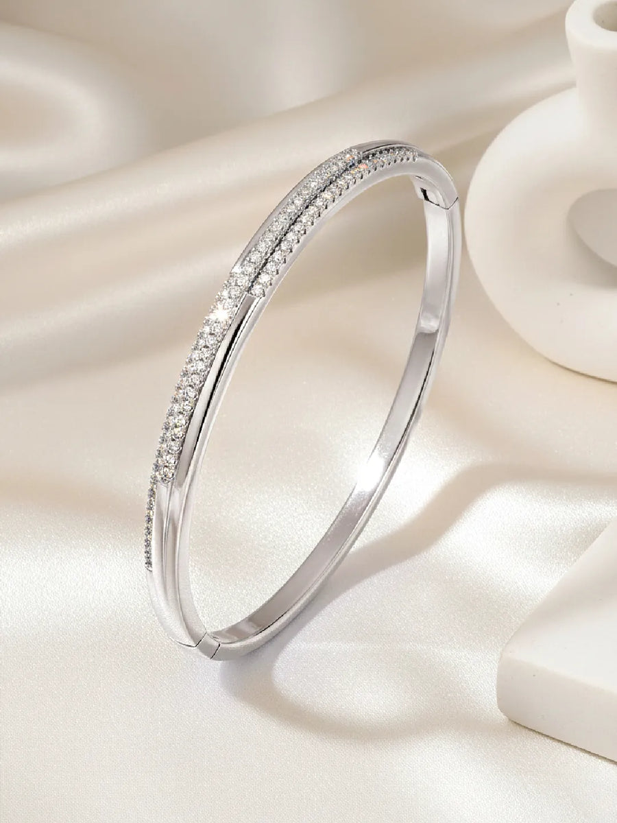 Delicate Silver-Plated CZ Slim Round Kada