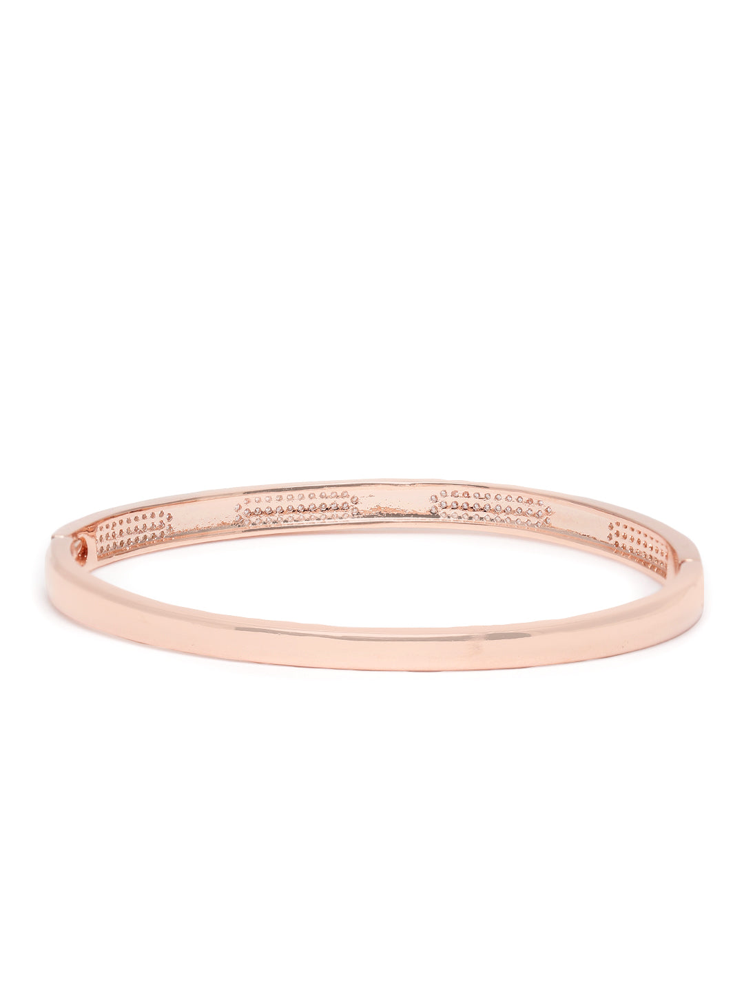 Modern Linear Segment Kada Bracelet  in Rose Gold featuring Cubic Zirconia kada bracelet  
