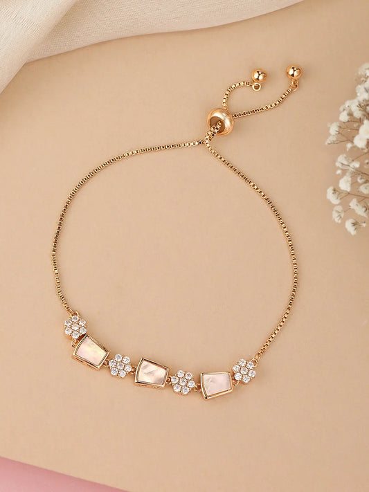 Shiny Zirconia Accented Chain Bracelet