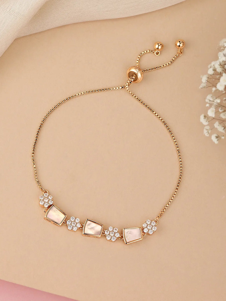 Shiny Zirconia Accented Chain Bracelet