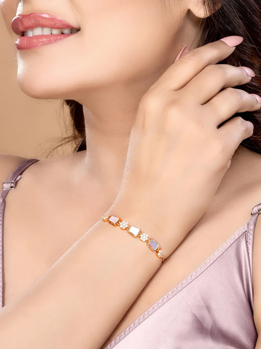 Shiny Zirconia Accented Chain Bracelet