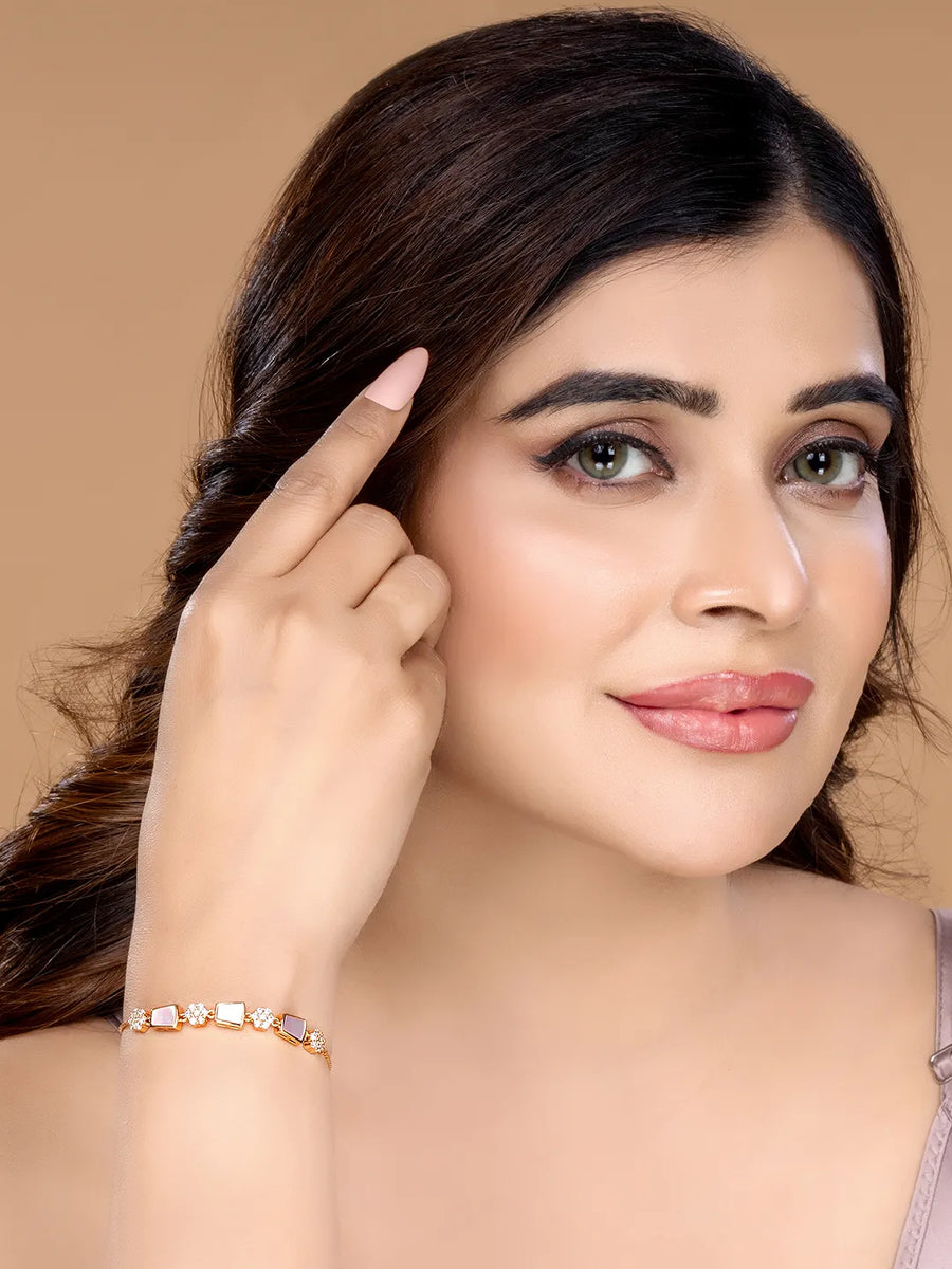 Shiny Zirconia Accented Chain Bracelet