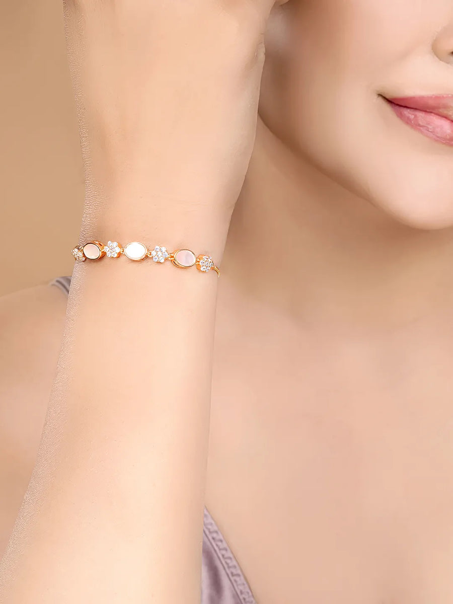 Soft Petal Sparkle Slider Bracelet