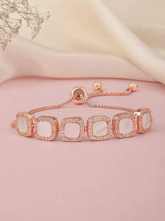 Lustrous Glow Square  CZ Chain Bracelet
