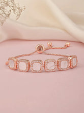 Lustrous Glow Square  CZ Chain Bracelet