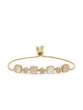 Square Shell & CZ Adjustable Bracelet