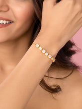 Square Shell & CZ Adjustable Bracelet