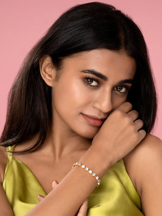 Shimmering CZ Floral Bracelet