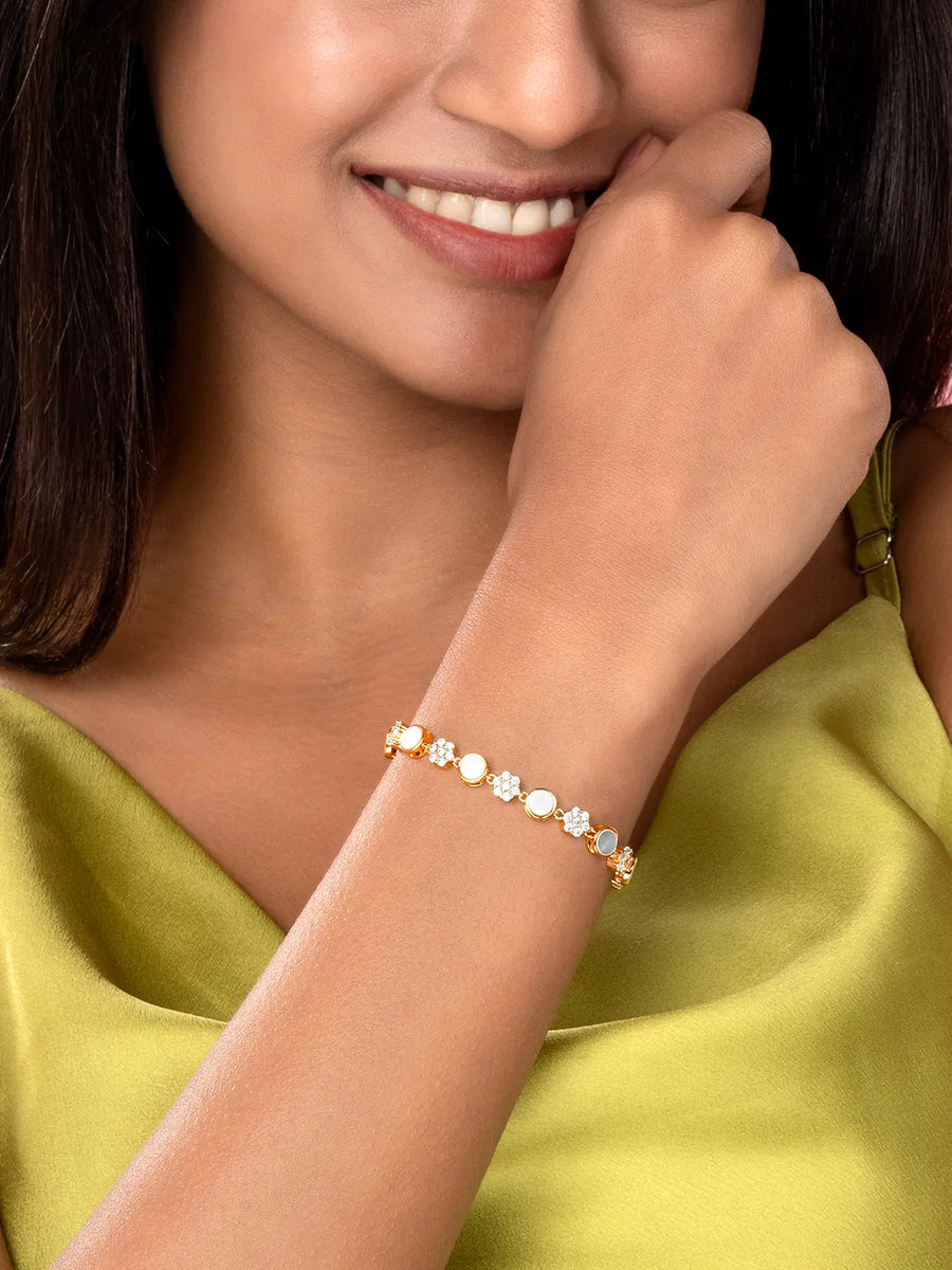 Shimmering CZ Floral Bracelet