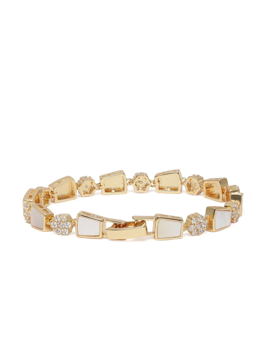 Mother of Pearl & CZ Link Bracelet