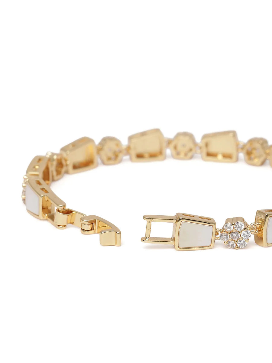 Mother of Pearl & CZ Link Bracelet