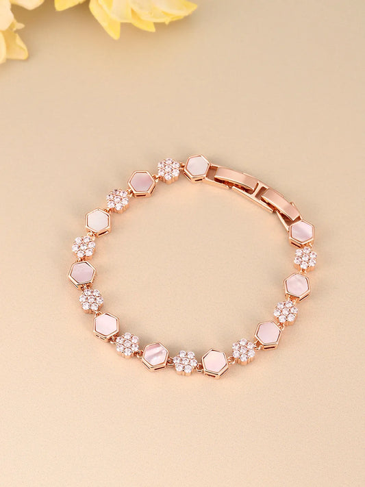CZ Cluster & Mother of Pearl  Bracelet