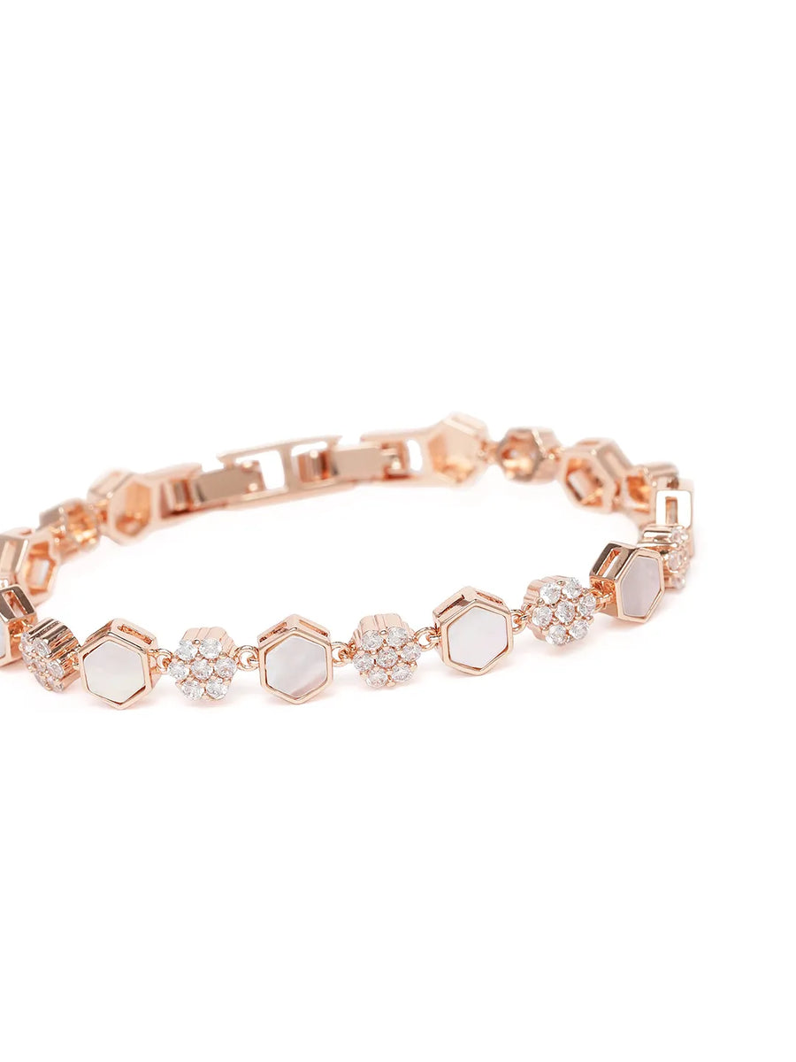 CZ Cluster & Mother of Pearl  Bracelet