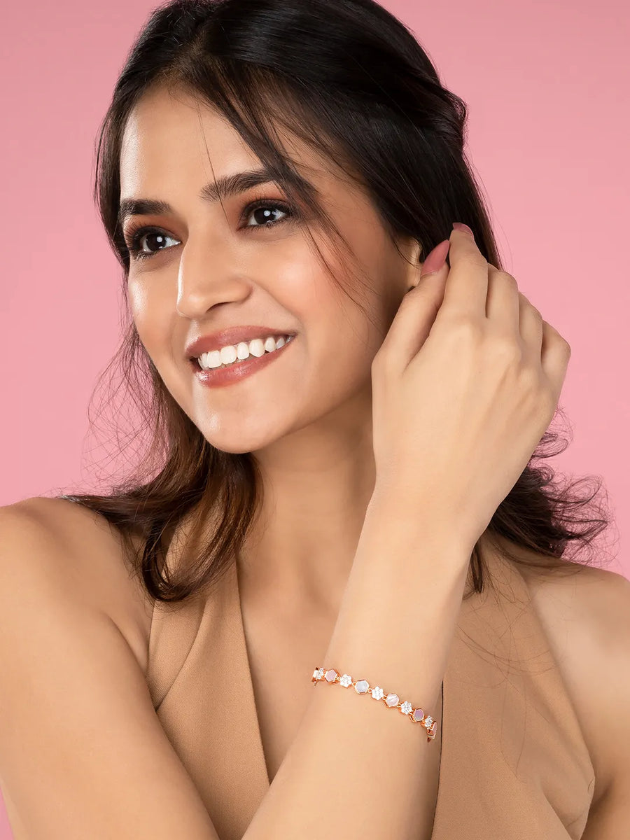 CZ Cluster & Mother of Pearl  Bracelet