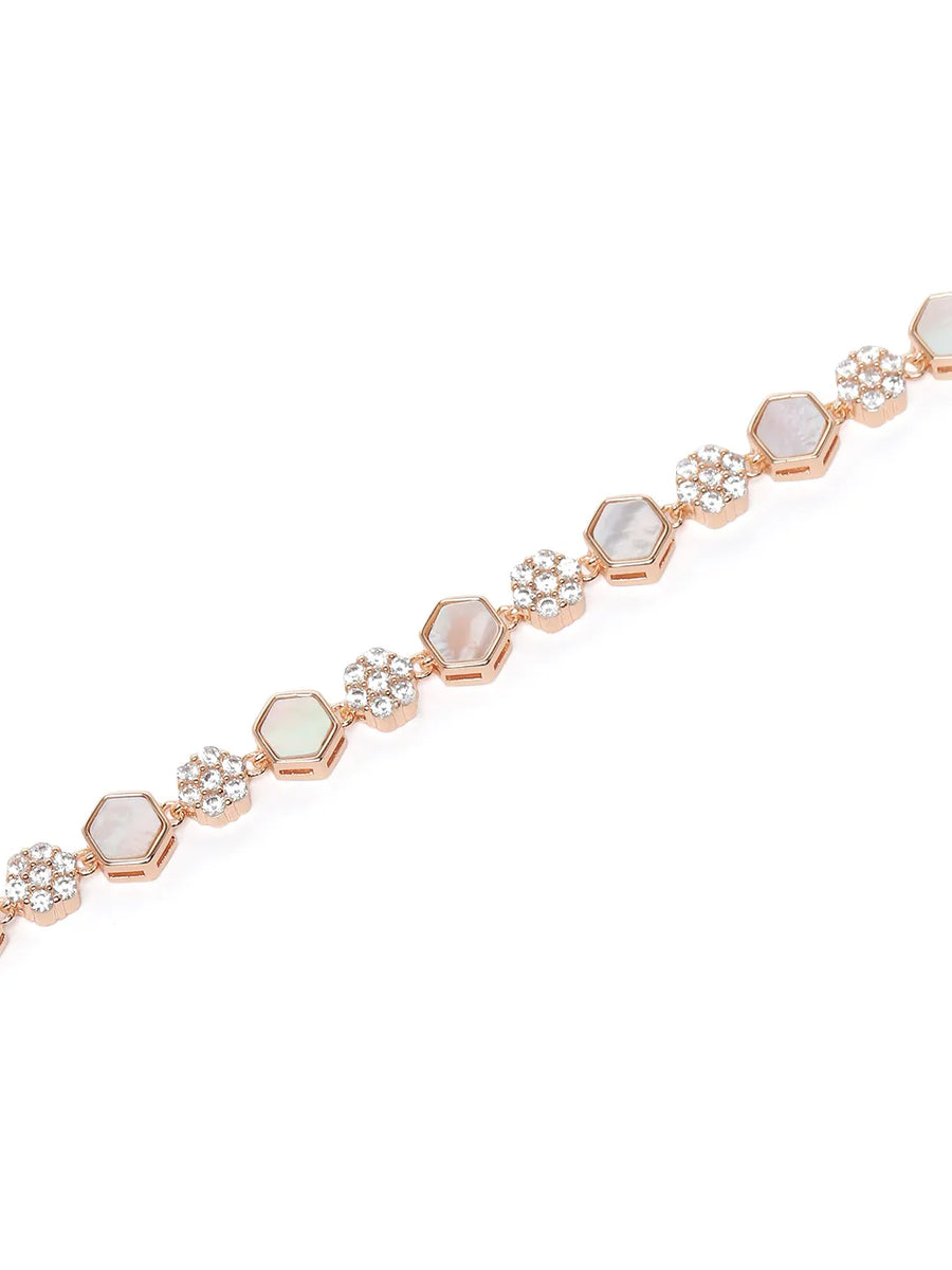 CZ Cluster & Mother of Pearl  Bracelet