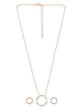 Ravishing Rounds Rose Gold Plated CZ Pendant Set