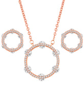 Ravishing Rounds Rose Gold Plated CZ Pendant Set