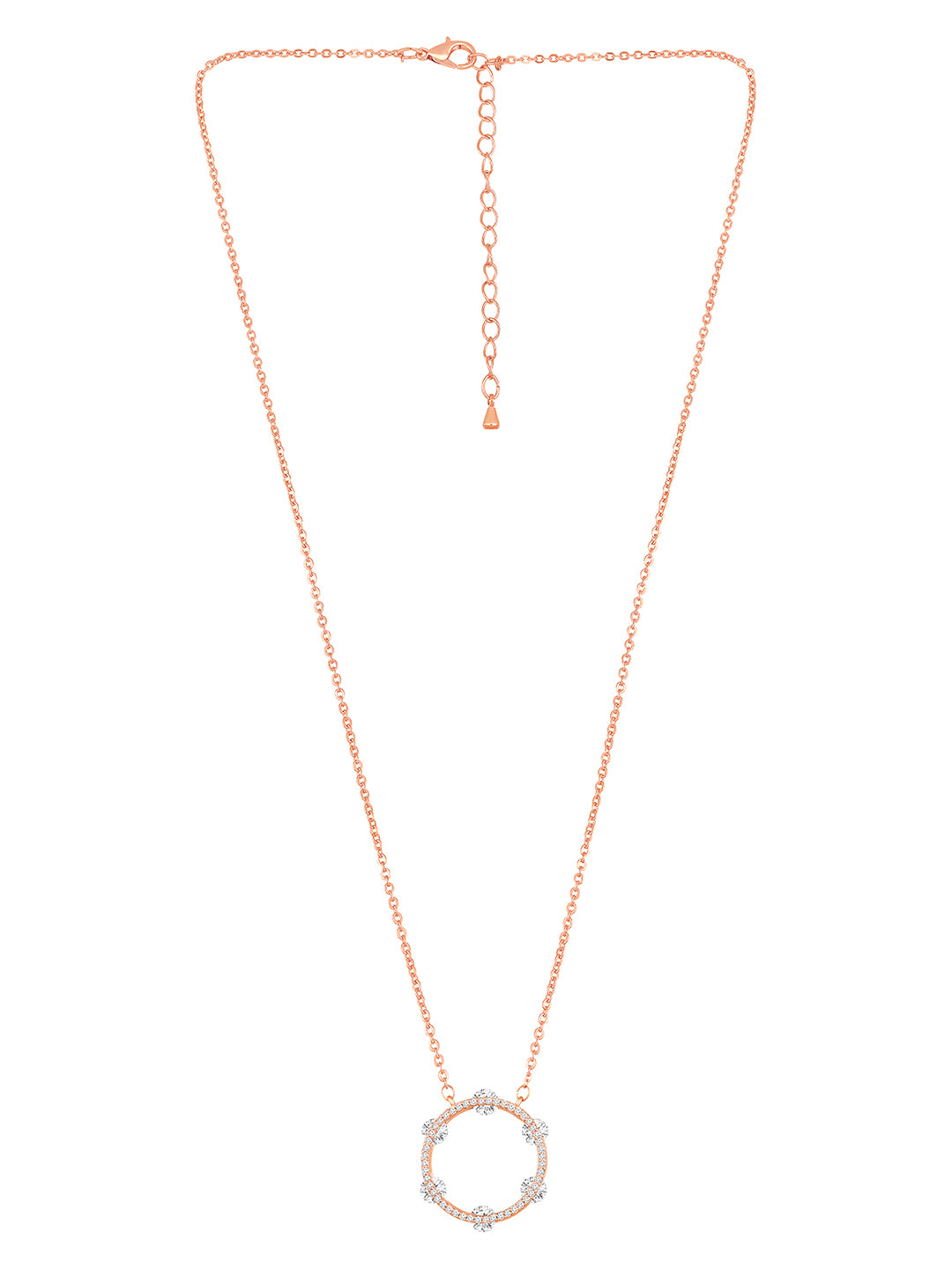 Ravishing Rounds Rose Gold Plated CZ Pendant Set