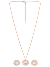 Chic Seashell CZ and Pearls Adorned Rose Gold Plated Pendant Set