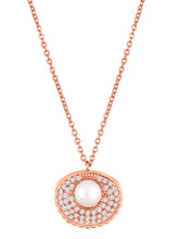 Chic Seashell CZ and Pearls Adorned Rose Gold Plated Pendant Set