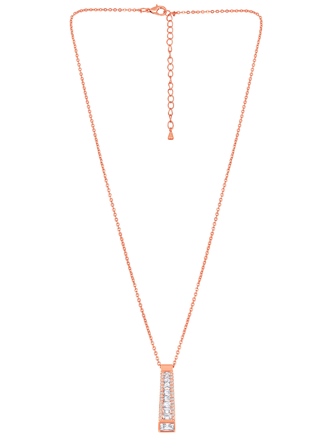 Cubic Grace Rose Gold Plated Minimalist CZ Pendant Set