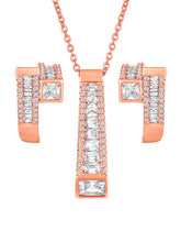 Cubic Grace Rose Gold Plated Minimalist CZ Pendant Set