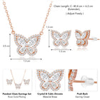 Graceful Rose Gold CZ Butterfly Pendant Set