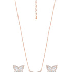 Graceful Rose Gold CZ Butterfly Pendant Set