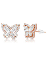 Graceful Rose Gold CZ Butterfly Pendant Set