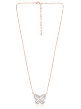 Graceful Rose Gold CZ Butterfly Pendant Set