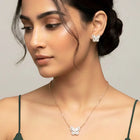 Graceful Rose Gold CZ Butterfly Pendant Set