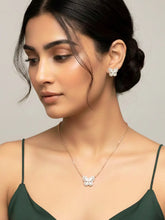 Graceful Rose Gold CZ Butterfly Pendant Set